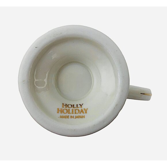 Set Of 3 Holly Holiday Made In Japan Porcelain Mugs With Gold Trim & Festive Lea - Picture 3 of 10